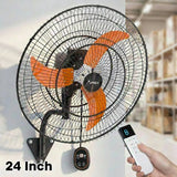 Industrial Wall Mount Fan with Remote Control, High Velocity Oscillating Wall Mounted Fan, DC Motor Commercial Shop Fan for Garage, Workshop, Gym, Patio, Indoor/Outdoor - 12