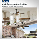 52 Inch Black Caged Ceiling Fan with Light, Remote Control 3CCT Dimmable Quiet Indoor Outdoor Fan - 7