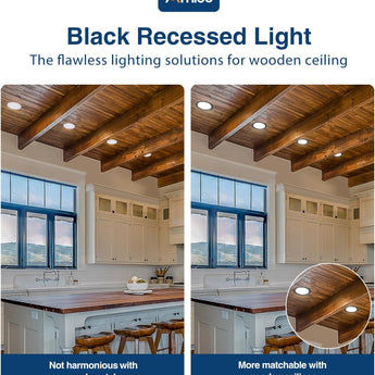 7 Inch Recessed LED Lighting, Slim Design, Selectable CCT, 1300 Lumens, Black Trim - 10