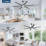 72 Inch Ceiling Fans with Lights and Remote, Black/Walnut Indoor/Outdoor Ceiling Fan with 6 Speed, Reversible DC Motor, 3CCT, Dimmable, Noiseless modern ceiling fan for Bedroom, Living Room, Patio - 9