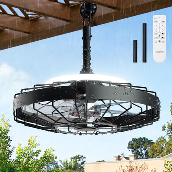 20 Inch Outdoor Ceiling Fan with Light for Patio, IP65 Waterproof Plug in Caged Hanging Fan, Remote Control, 3 CCT, 6 Speeds Reversible Outdoor Fan for Gazebo, Pergola, Porch - 10