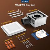 Amico-80 CFM Bathroom Exhaust Fan with LED Light, 0.9 Sone Ultra Quiet, 1000LM 5CCT Dimmable, Ceiling Mount-9