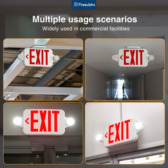 Exit Sign with Emergency Lights, Two LED Adjustable Head Emergency Light with Battery, Exit Sign for Business - 6