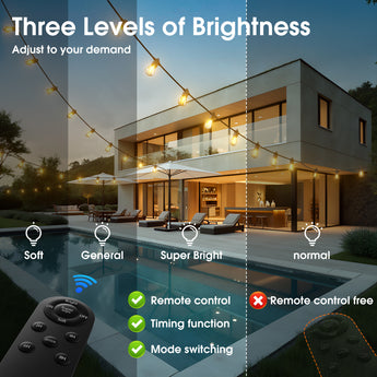 S14 Solar String Lights, Dimmable LED Bulbs, USB Port, Remote Control, 3 Lighting Modes - 8