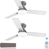 42" Low Profile Ceiling Fan with Light & Remote,2 Pack, Flush Mount, 3 - CCT Dimmable, Reversible–Indoor/Outdoo & Noiseless - 2
