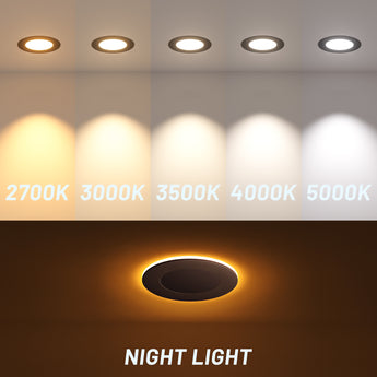 4 Inch Recessed LED Lighting With Night Light, Slim Design, Selectable CCT, 700 Lumens - 4