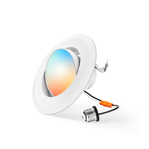 4 Inch Retrofit Eyeball Gimbal Can Lights, Slim Design, Selectable CCT, 650 Lumens