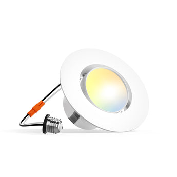 4 Inch Retrofit Eyeball Gimbal Can Lights, Slim Design, Selectable CCT, 900 Lumens - 1