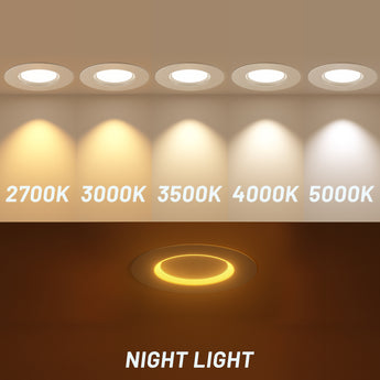 6 Inch LED Recessed Lighting with Night Light, Dimmable Retrofit Can Light, Selectable CCT, 1000 Lumens - 5