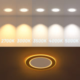 6 Inch Recessed LED Lighting With Double Ring Night Light, Slim Design, Selectable CCT, 1100 Lumens - 4