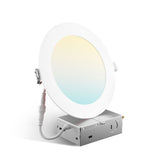 6 Inch Fire Rated LED Recessed Light, 2 Hour Rating, No Tenmat Needed, Canless Wafer, Selectable CCT, 1400 Lumens - 1