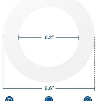 Goof Ring for 6 Inch Recessed Lights, Can Light Trim Ring Cover, 8.6" Outer Diameter, 6.2" Inner Diameter - 10