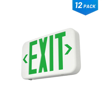 Double Sided Green LED Exit Sign, UL94V-0 Flame Retardant, Hardwired 120V/277V with 90Min Emergency Battery Backup, Commercial Exit Light for Public Buildings-11
