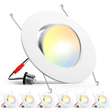 Retrofit Eyeball Gimbal Can Lights 6 Pack, LED Recessed Lights Directional Angled Trim, 5CCT Selectable, 16W, 1500 LM - ETL&FCC - 1