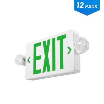 Green Exit Signs with Emergency Lights 12 Pack , Commercial Grade 94V-0 Fire Resistant, Two LED Adjustable Heads, 90-Minute Battery Backup, ETL Certified 120/277V, Wall or Ceiling Mount-9