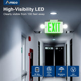 Green Exit Signs with Emergency Lights 12 Pack , Commercial Grade 94V-0 Fire Resistant, Two LED Adjustable Heads, 90-Minute Battery Backup, ETL Certified 120/277V, Wall or Ceiling Mount-4