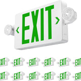 Green Exit Signs with Emergency Lights 12 Pack , Commercial Grade 94V-0 Fire Resistant, Two LED Adjustable Heads, 90-Minute Battery Backup, ETL Certified 120/277V, Wall or Ceiling Mount-1