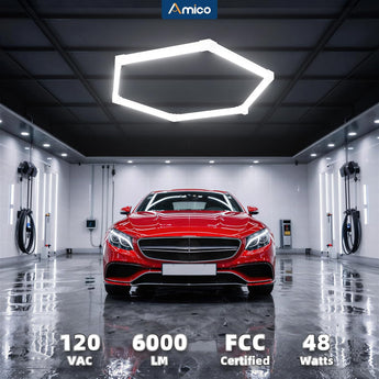 Hexagon Garage Lights Dimmable, 1 Hex Grid 48W 6000LM, 10-100% Stepless Dimming, 3500K-6500K Adjustable, Honeycomb LED Ceiling Lights with Remote & Timer for Garage, Workshop, Car Detailing-8