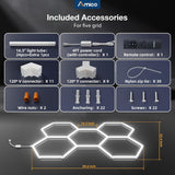 Hexagon Garage Lights Dimmable, 5 Hex Grid 192W 21000LM, 10-100% Stepless Dimming, 3500K-6500K Adjustable, Honeycomb LED Ceiling Lights with Remote & Timer for Garage, Workshop, Car Detailing-6