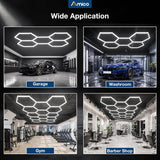 Hexagon Garage Lights Dimmable, 5 Hex Grid 192W 21000LM, 10-100% Stepless Dimming, 3500K-6500K Adjustable, Honeycomb LED Ceiling Lights with Remote & Timer for Garage, Workshop, Car Detailing-8