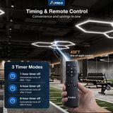 Hexagon Garage Lights Dimmable, 5 Hex Grid 192W 21000LM, 10-100% Stepless Dimming, 3500K-6500K Adjustable, Honeycomb LED Ceiling Lights with Remote & Timer for Garage, Workshop, Car Detailing-2