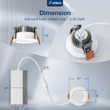 Amico 6 Pack 2 Inch 5CCT Ultra - Thin LED Canless Recessed Ceiling Light with Junction Box, 2700K/3000K/3500K/4000K/5000K Selectable, CRI90+, 6W=40W, 350LM, Dimmable Canless Wafer Downlight - ETL&FCC - 6