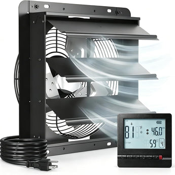 Shutter Exhaust Fan 8 - Speed , 1238 CFM DC Vent Fan with Thermostat Humidity Control for Attic Garage Chicken Coop - 1