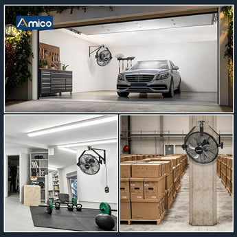 Wall Mount Fan 9 - Speed High Velocity , 1050 CFM Brushless DC Metal Fan with Remote, Industrial Fan for Garage Warehouse Patio Outdoor - 5