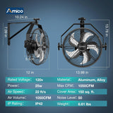 Wall Mount Fan 9 - Speed High Velocity , 1050 CFM Brushless DC Metal Fan with Remote, Industrial Fan for Garage Warehouse Patio Outdoor - 4