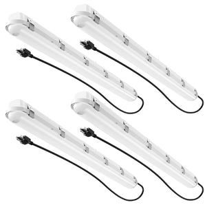 Amico 4 Pack 4FT LED Vapor Tight Light with 50W Adjustable, 6600LM, 5000K, 0-10V Dimmable, 100-277V, IP65 Waterproof Led Vapor Lighting Fixture with Plug for Shop Parking Garage Car Wash, ETL/FCC
