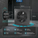 10 Inch Kitchen Exhaust Fan with Remote, 1038 CFM High Airflow EC Motor Ventilation Fan, 9-Speed Adjustable, 29W Energy Efficient, Timer, Low Noise 55dB, Black for Kitchen, Garage, Attic & Greenhouse, FCC Certified-2