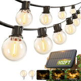 G40 Solar String Lights, LED Shatterproof Bulbs, Dimmable & Timable, 3 Lighting Modes - 15