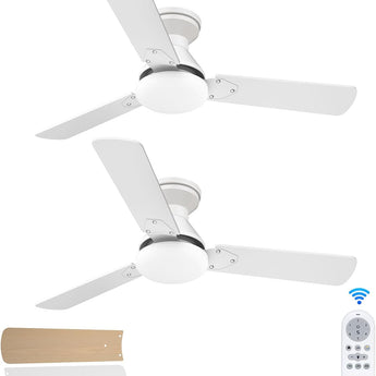 42" Low Profile Ceiling Fan with Light & Remote,2 Pack, Flush Mount, 3 - CCT Dimmable, Reversible–Indoor/Outdoo & Noiseless - 3