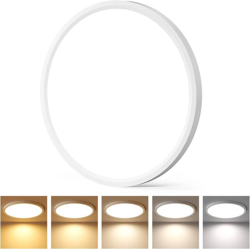 12-Inch Ultra-Slim LED Flush Mount Ceiling Light 5CCT Color Selectable 2400LM Bright ETL/FCC-1