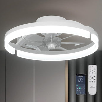 18" Low Profile Fandelier Ceiling Fan with Light & Remote, Flush Mount, 3 - CCT Dimmable, Modern LED Enclosed Fan - 11