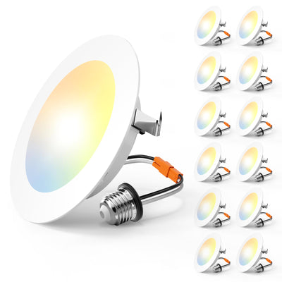 Amico Recessed Lighting, Flat LED Can Lights, 5CCT Selectable, 12W Eqv 120W, 1050LM Brightness, Retrofit Installation - ETL & FCC - 1