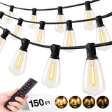 ST38 Outdoor String Lights, LED Shatterproof Bulbs, Suspended Standard Sockets, 3 Lighting Modes - 15