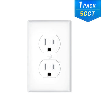 15A Duplex Tamper Resistant Decorator Outlet with Self-Grounding, Wall Plate & Screws, White-13