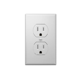 15A Duplex Tamper Resistant Decorator Outlet with Self-Grounding, Wall Plate & Screws, White-10