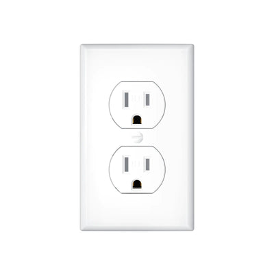 15A Duplex Tamper Resistant Decorator Outlet with Self-Grounding, Wall Plate & Screws, White-1