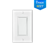 15A Single Pole Rocker Light Switch with Wall Plate & Screws- White-13