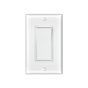 15A Single Pole Rocker Light Switch with Wall Plate & Screws- White-1