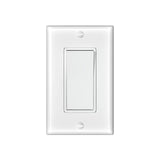 15A Single Pole Rocker Light Switch with Wall Plate & Screws- White-1