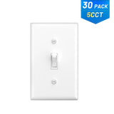 15A Single Pole Toggle Light Switch with Wall Plate & Screws - White-15