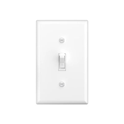 15A Single Pole Toggle Light Switch with Wall Plate & Screws - White-1