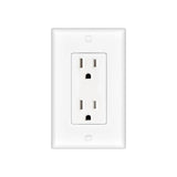 15A Tamper Resistant Decorator Outlet with Self-Grounding, Wall Plate & Screws - White-1
