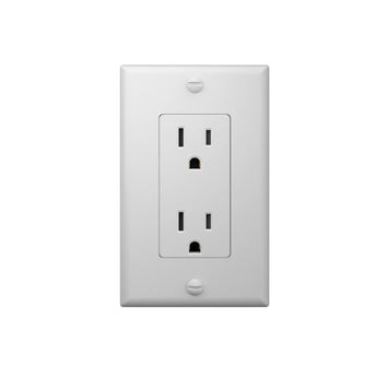 15A Tamper Resistant Decorator Outlet with Self-Grounding, Wall Plate & Screws - White-9