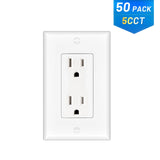 15A Tamper Resistant Decorator Outlet with Self-Grounding, Wall Plate & Screws - White-16