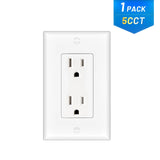 15A Tamper Resistant Decorator Outlet with Self-Grounding, Wall Plate & Screws - White-12