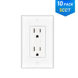 15A Tamper Resistant Decorator Outlet with Self-Grounding, Wall Plate & Screws - White-13